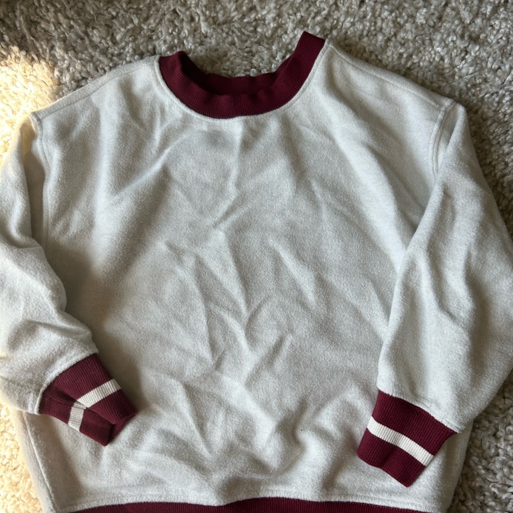 Off White and Burgundy Boys Sweater